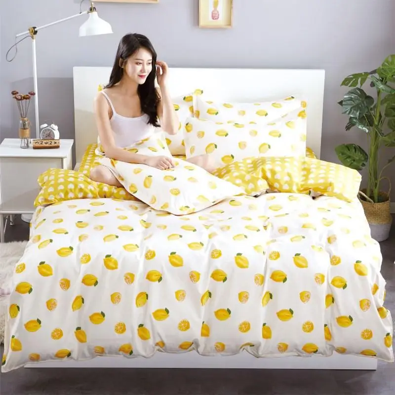 

20Flower/Animal/Plaid Printing Duvet Cover Bedclothes Pure Polyester Material Quilts Cover Blanketcases With Pillowcases Full