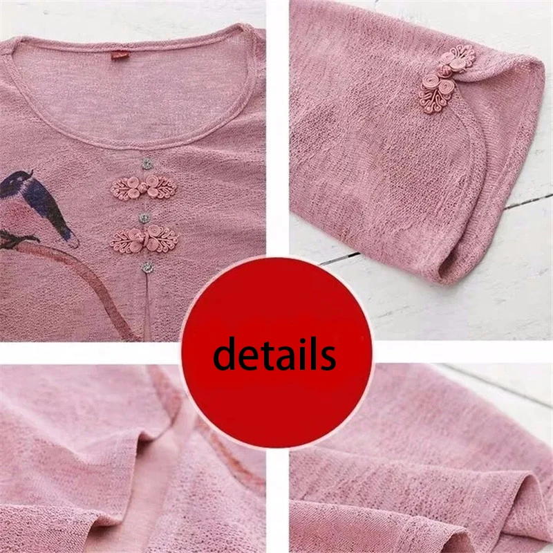 

Summer O-Neck Three Quarter short sleeves top+Elastic Waist Wide Leg Pants Mother casual outfits Loose plus size two piece set