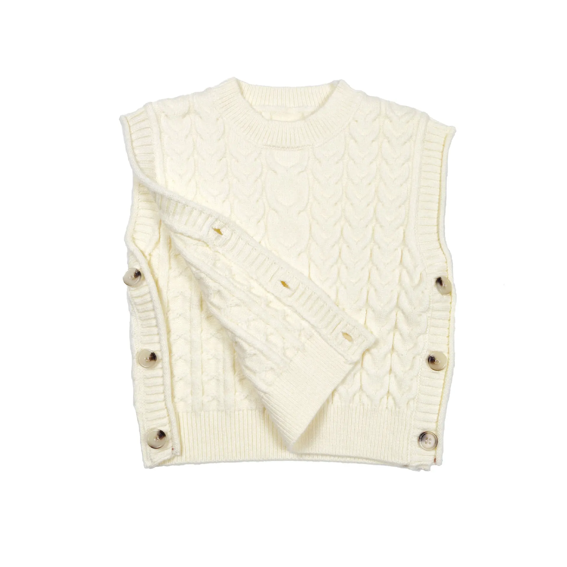 

Autumn Baby Boys Girls Sweater Kids Vest Toddler Girl O-Neck Sleeveless Jumper Knitwear Cotton Double Buttons Children Clothes