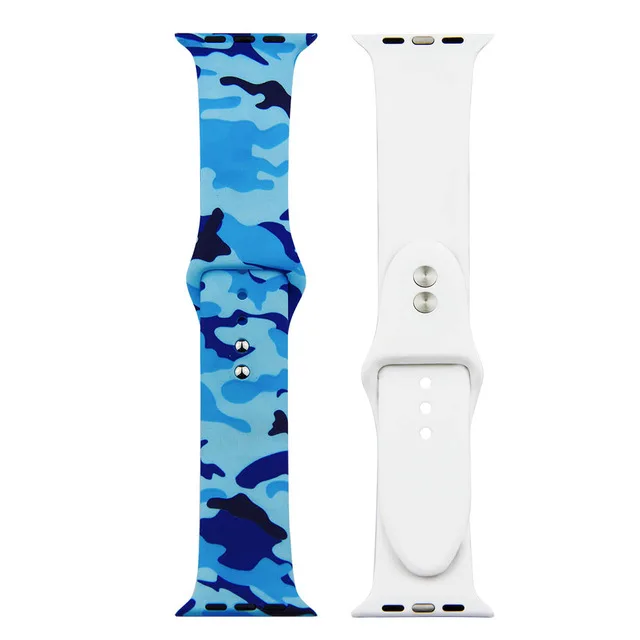 23 Ремешок с принтом для Apple watch 4 5 band 44 мм 40 мм iWatch 42 мм 38 мм силиконовый спортивный браслет ремешок Apple watch 4 3 2 1 Series 38 - Цвет ремешка: 23