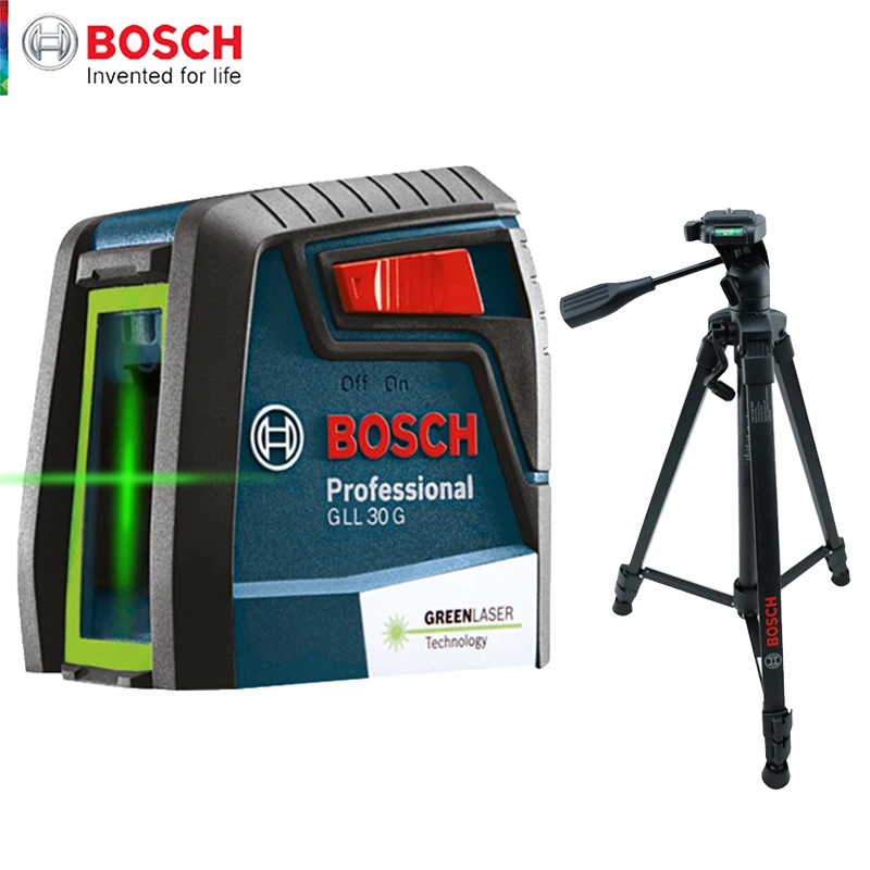 Лазерный уровень BOSCH GLL30G высокоточный двухлинейный нивелир с зеленсветильник