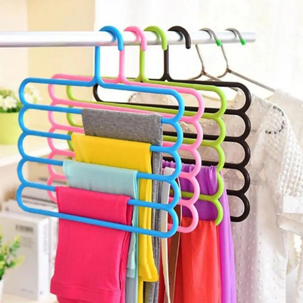 5-Tier Trousers Holder Hook Scarf Wraps Shawl Ties Storage Hanger Bathroom Shelf household products Clothes Storage Drying Hange