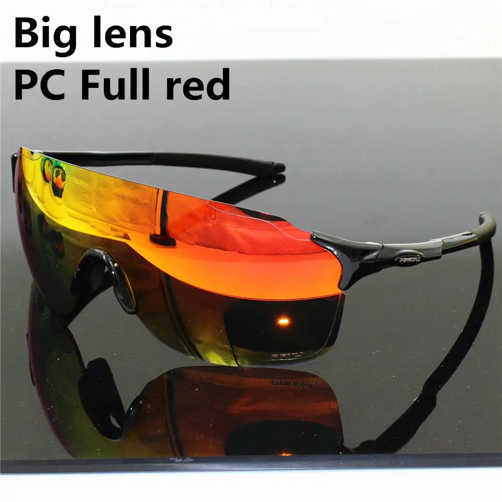 Big lens red Evzero полноцветные линзы поляризованные TR90 спортивные очки мужские MTB горная дорога велосипедные очки солнцезащитные очки для бега рыбалки - Цвет: Big lens red