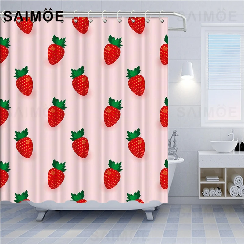 Занавеска для ванной комнаты с мультипликационными фруктами водонепроницаемая