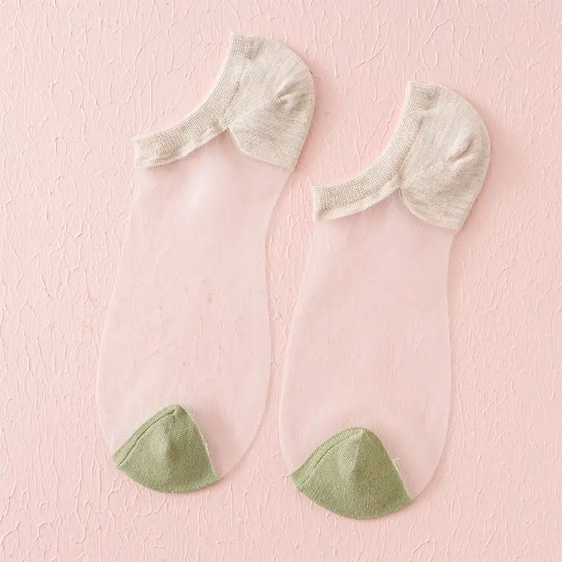 Женская прозрачная стекловолокнистая Лодка Носки ярких цветов Нескользящие