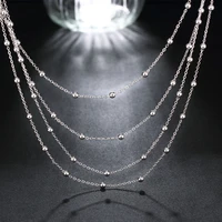 fashion 925 silver beaded necklace tassel beads silver chain for women wedding jewelry gifts