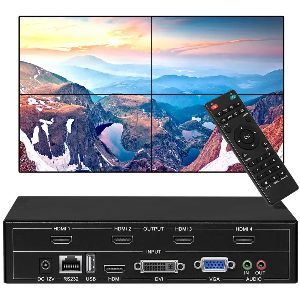 4 Channels 4 канала видео настенный контроллер HDMI видео процессор 2x2 с HDMI VGA DVI USB вход - Цвет: 4 Channels