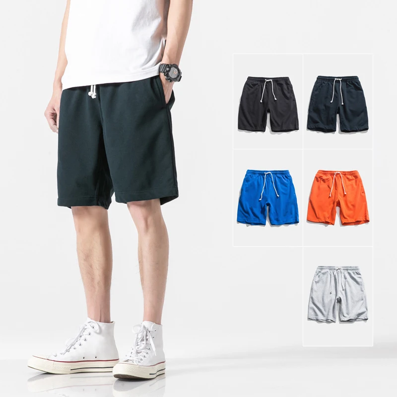 

2021 Summer New Solid Drawstring Shorts Men Casual Jogger Sweathshorts Workout Gym High Quality Knee Length Shorts Pants Male