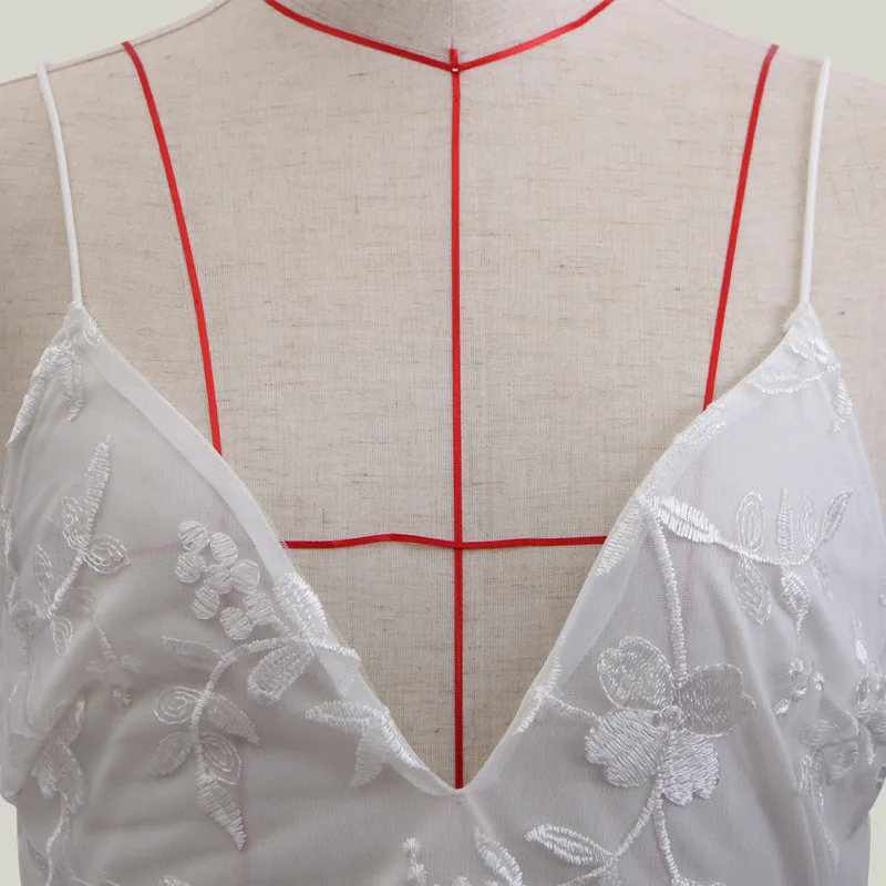 

WEPBEL Women's Sexy Solid Color Lace Mesh Dress Summer Elegance V-neck Spaghetti Strap Slim Fit Backless High Waist Dress