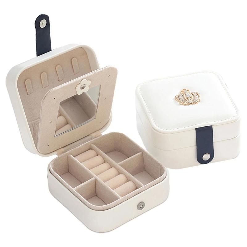 

Portable Travel Leather Jewelry Organizer Display Earrings Rings Necklace Storage Case Jewellery Box for Women Girls