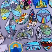 pulaqi mountain travel patches on clothes space ufo embriodered patches for clothes diy outdoor adventure applique iron on patch
