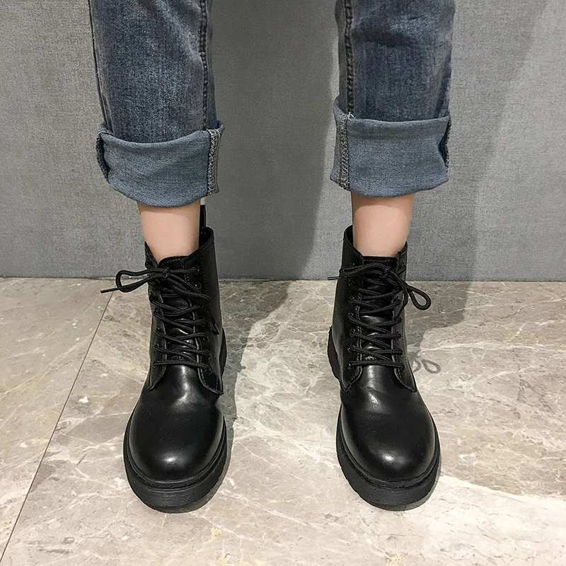 Ботинки Martin в байкерском стиле женские ботинки на толстой резиновой подошве с