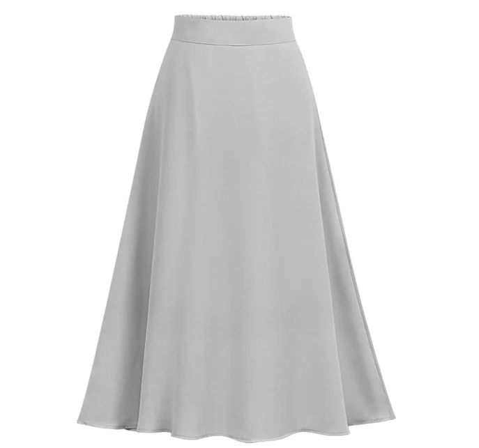 

2019 autumn new solid color chiffon skirt in the long paragraph elastic waist swing skirt fashion women's clothing