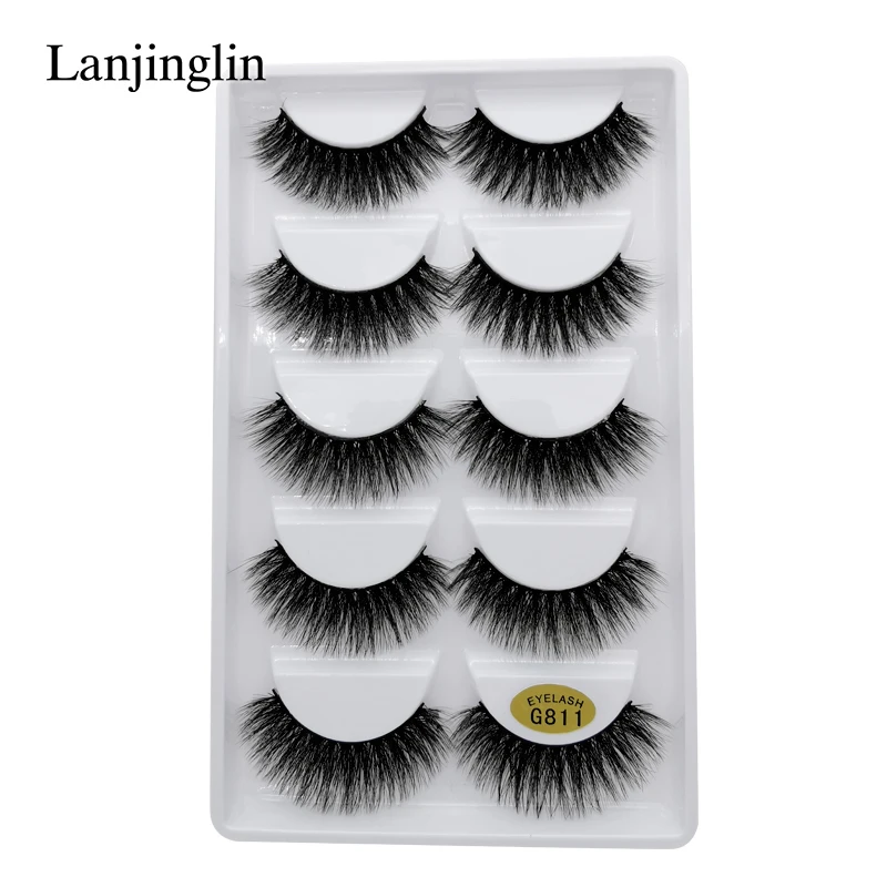 G811 LANJINGLIN 5/7/10 пар в комплекте; искусственный мех 3D норковые ресницы натуральных длинных накладных ресниц объем высокое качество накладные ресницы расширения ресницы «maquiagem» - Цвет: G811