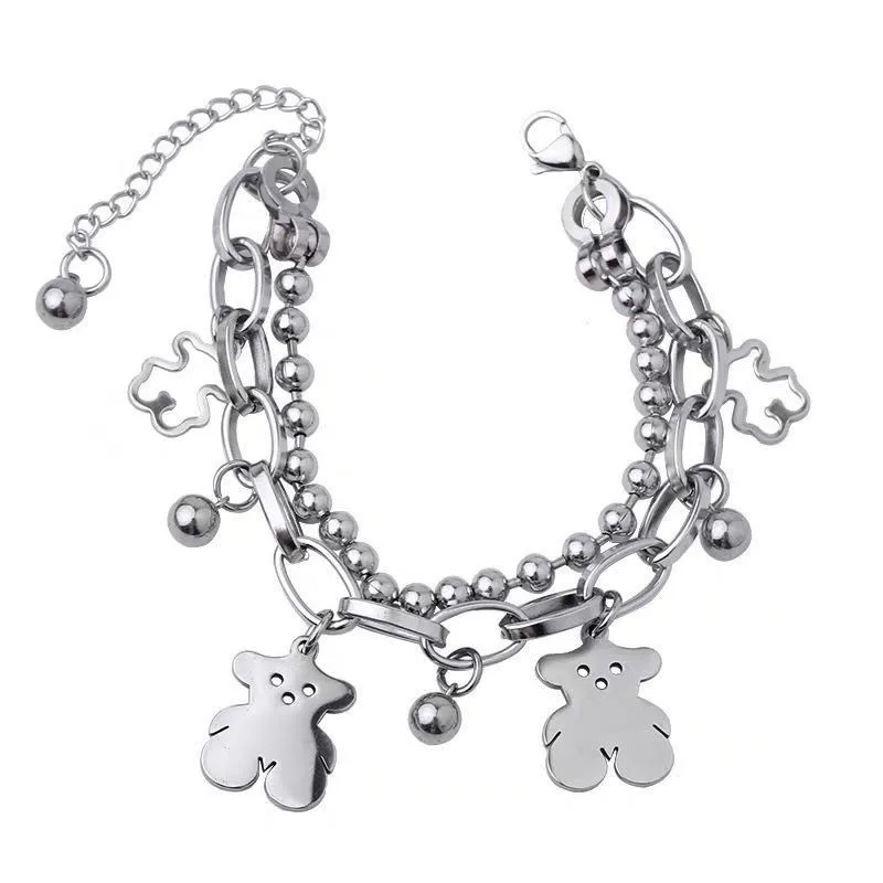 

Hollow Bear Bracelet Necklace For Women Stainless Steel Bracelet Charm Women Jewelry Hot Sale