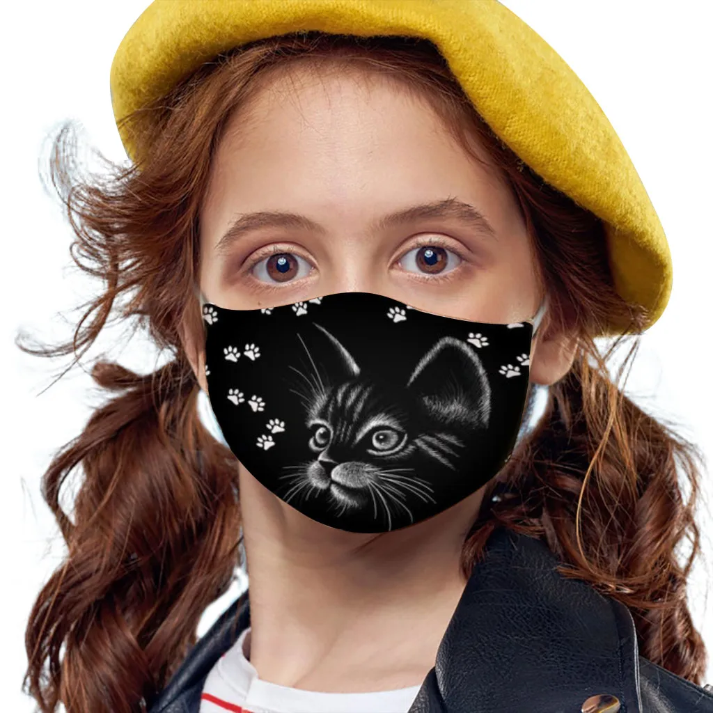 2020 3d Print Cat Face Filter2.5 Mouth Foam Mask Hip Hop Women/men Dust-proof Drinking Fountain For Boys/girls | Безопасность и