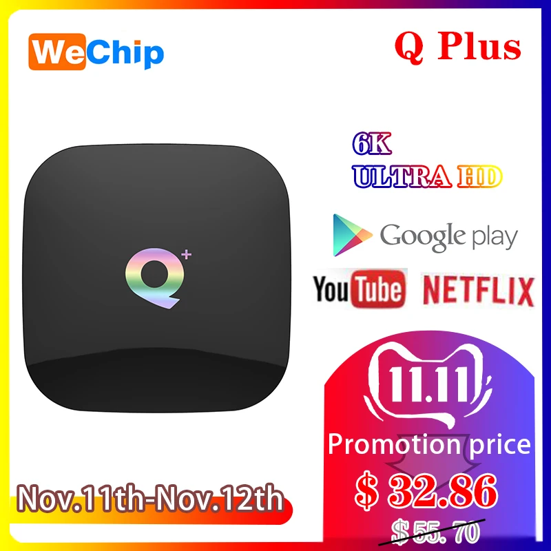 Smart Android 8 1 ТВ коробка Q плюс 4 Гб 64 Allwinner H6 оперативной памяти 32 встроенной 1080P H.265 к HD