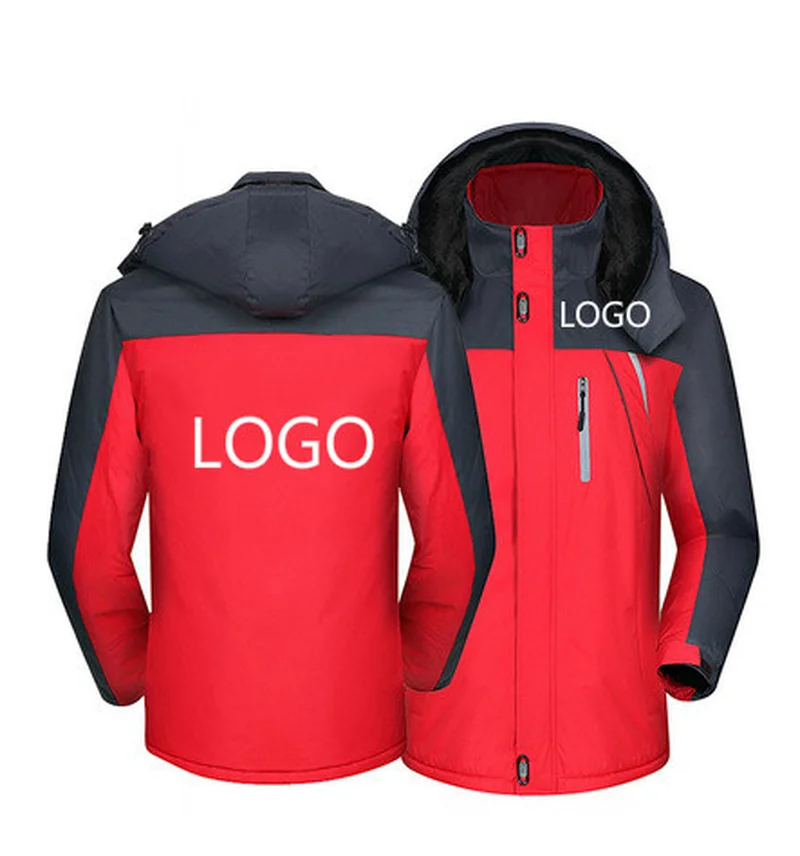 

2021 New Winter Jacket Men for Custom logo Thick Velvet Warm Coat Male Windproof Hooded Outwear Casual Mountaineering Overcoat