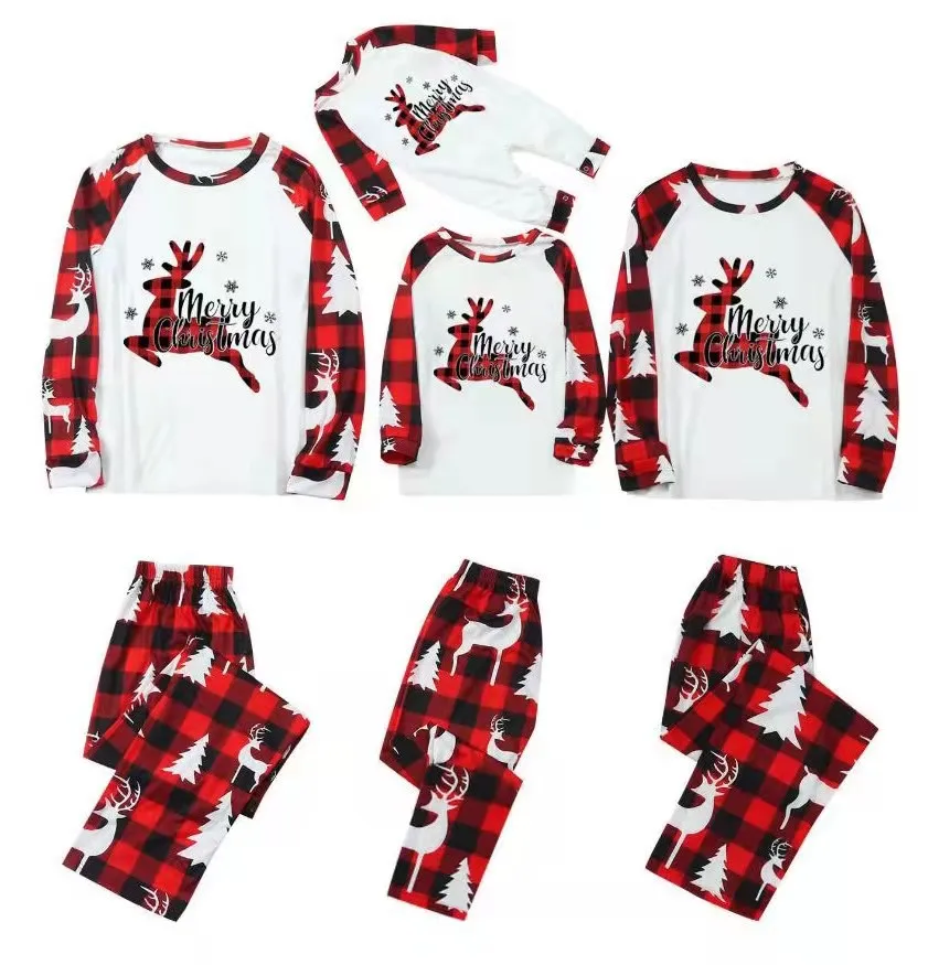 

Plaid Christmas Pajamas Family Matching Outfits Deer Father Mother Children & Baby's Sleepwear Xmas Mommy and Me Pyjamas Clothes