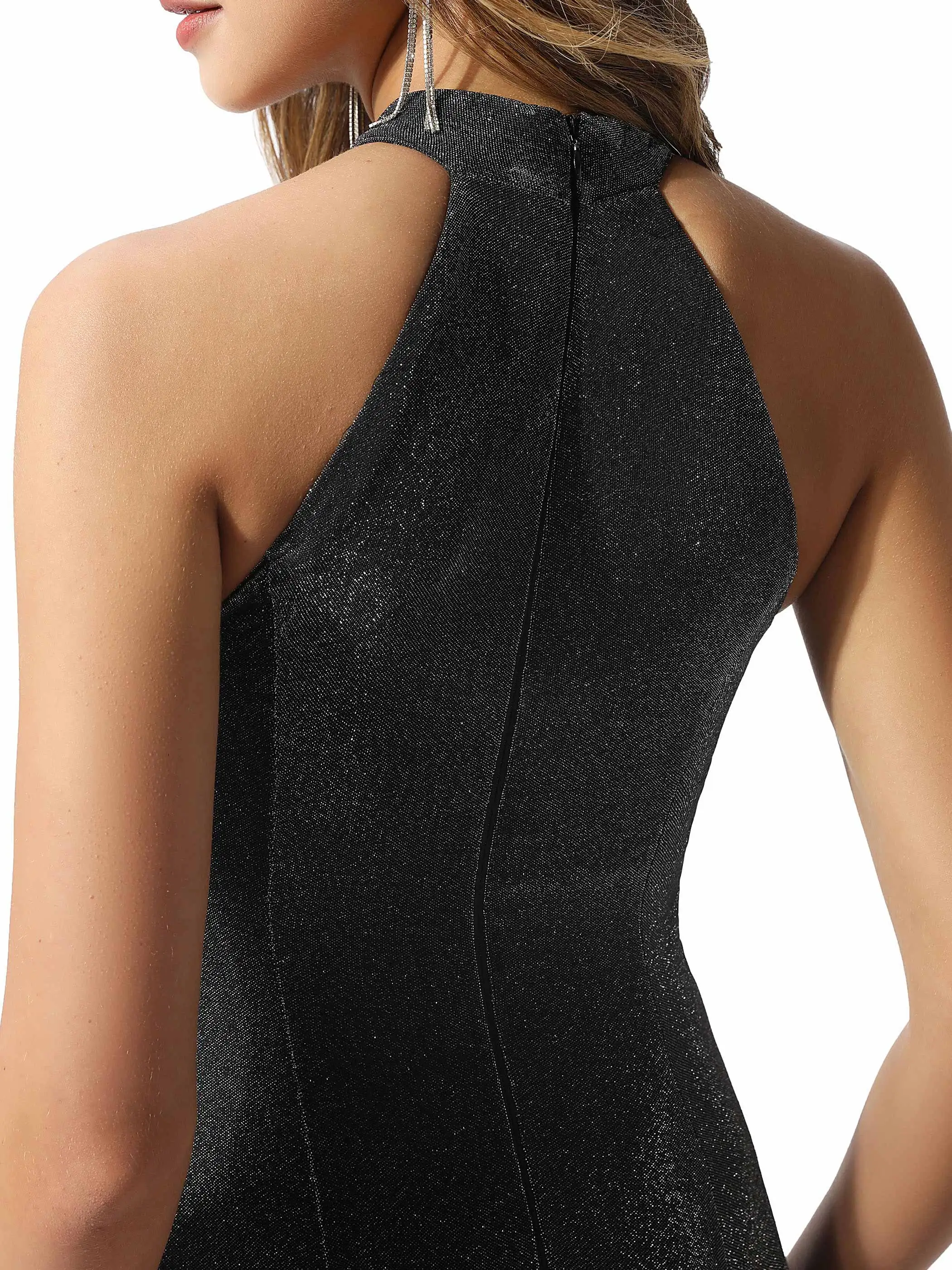 Tanpell простое серое коктейльное платье русалки с лямкой через шею без рукавов