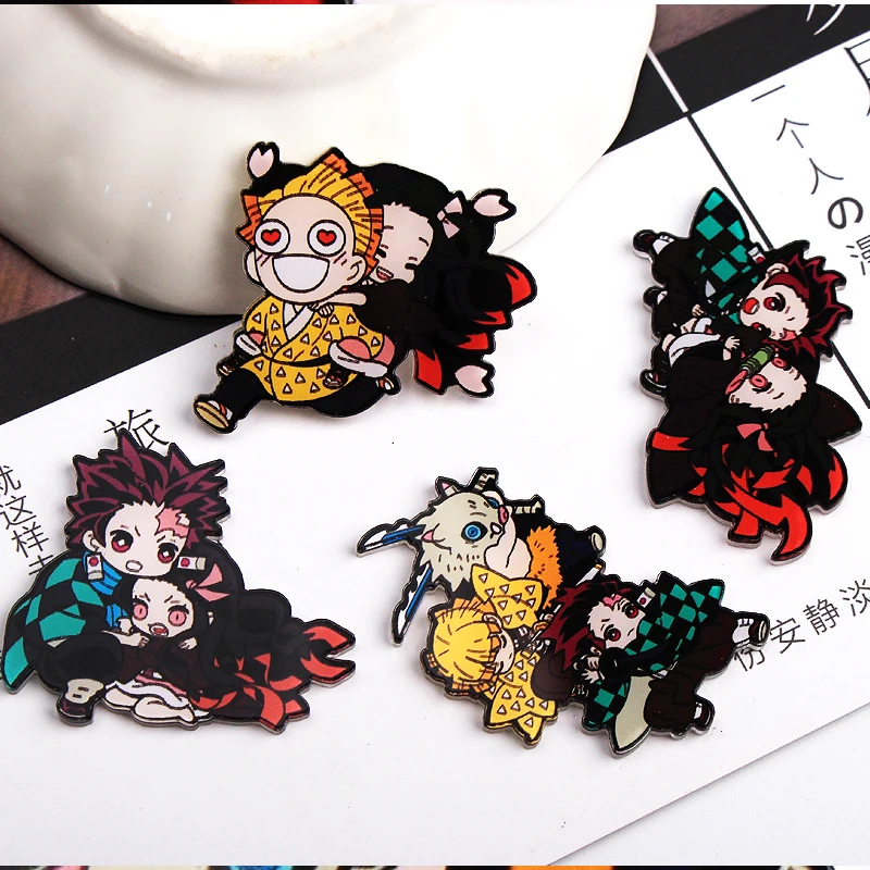 1PCS Kimetsu no Yaiba cartoon hero Badges for Clothing Acrylic Kawaii Icons on The Backpack Pin Brooch Badge y10 | Дом и сад