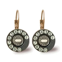 new fashion retro phone earrings pendant handmade glass retro phone dial classic earrings female jewelry