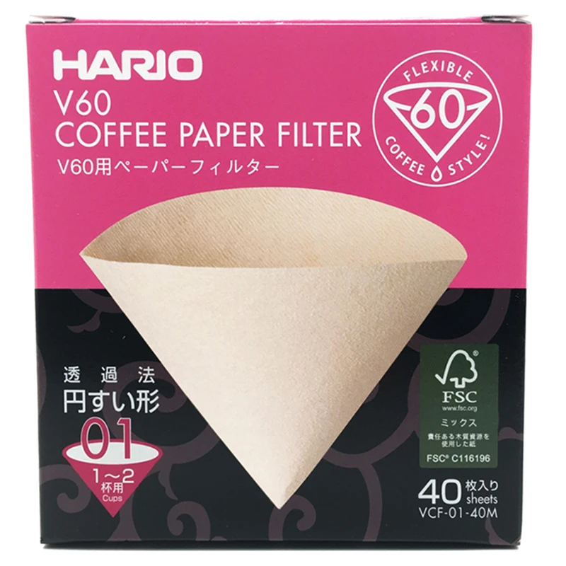 Фильтр для кофе Hario V60 кофейный фильтр 01 02 шт. эспрессо натуральный бумажный 4