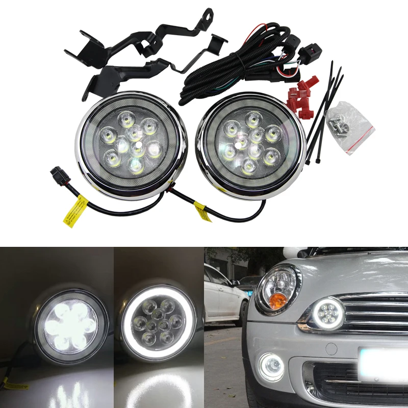 

Дневные ходовые огни с ангельскими глазками, для Mini Cooper, OEM, светодиодные гало, ралли, фары дальнего света для R55, R56, R57, R58, R60, R61, F56