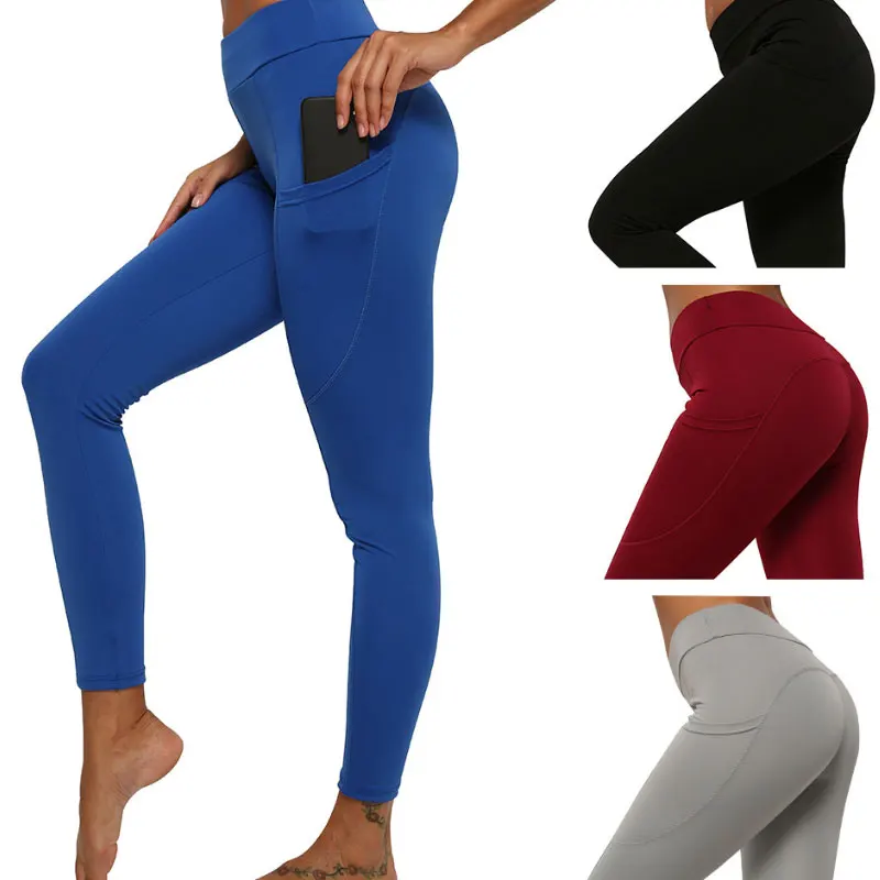 Штаны для йоги, женские леггинсы с карманами, спортивные Леггинсы для девочек, леггинсы для тренажерного зала, женские трико для бега с конт...