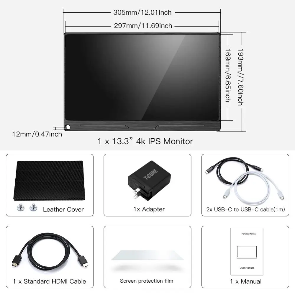 Eyoyo EM13Q 13 3 &quotпортативный HDMI игровой монитор ЖК экран с VESA UHD 3840X2160 4K IPS USB Type C для ПК