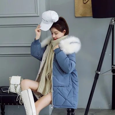 

Winter Women Warm Jacket 2019 New Style Fashion Hooded Thickening Cotton Coat Casual Loose Large Size Female Parkas Blue Clothes