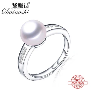 Женское кольцо из 100% натурального пресноводного жемчуга, классическое кольцо с простым цирконием из стерлингового серебра 925 пробы, модный подарок