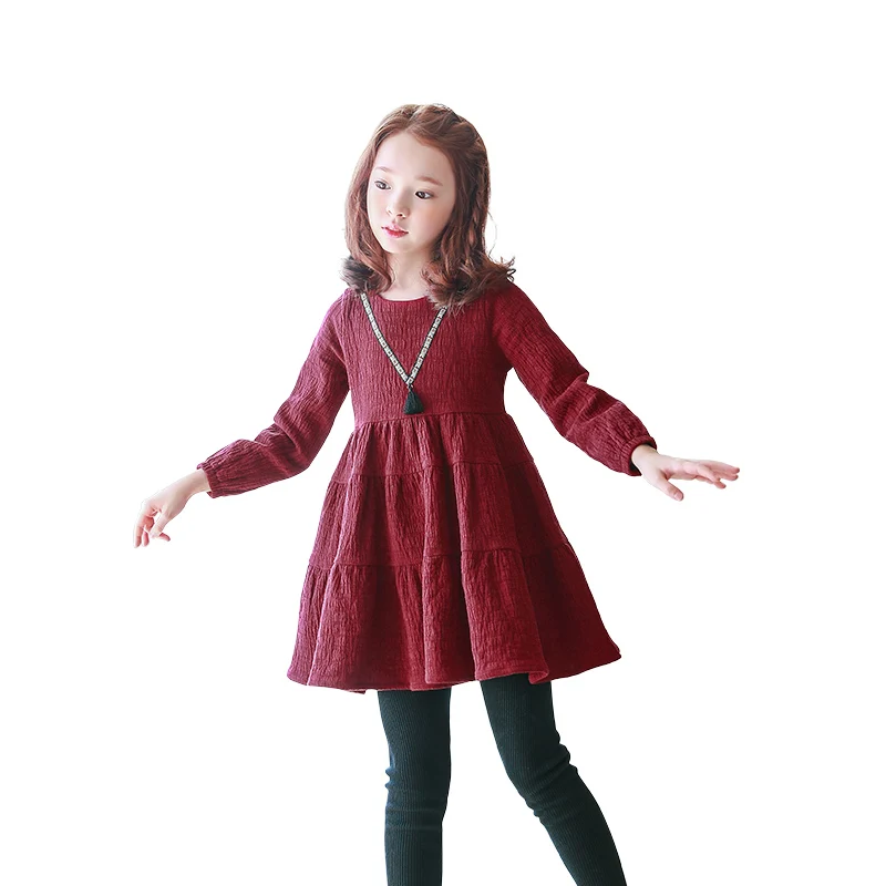 

Платье для девочек, повседневная осенне-весенняя одежда с длинным рукавом, винтажные милые детские модные платья для маленьких девочек, оде...