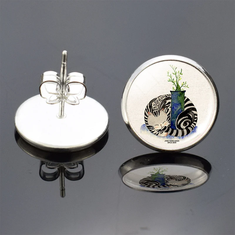 Милые животные серьги гвоздики Кролик кошка олень корова птица лошадь в виде