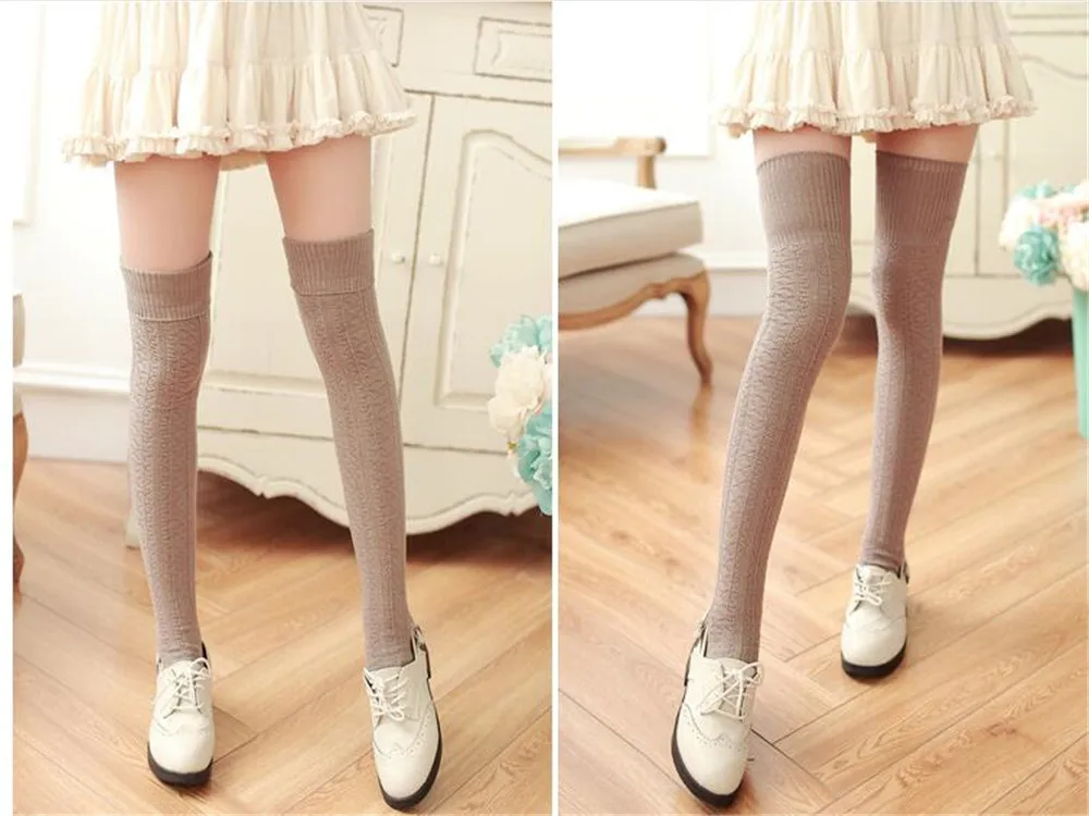 Женские хлопковые носки выше колена теплые длинные зимние чулки B686 |