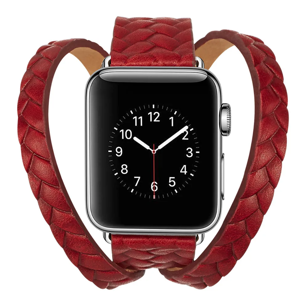 Натуральная кожа ремешок для наручных часов Apple Watch series 5/4/3/2/1 38 мм 42 двойной тур