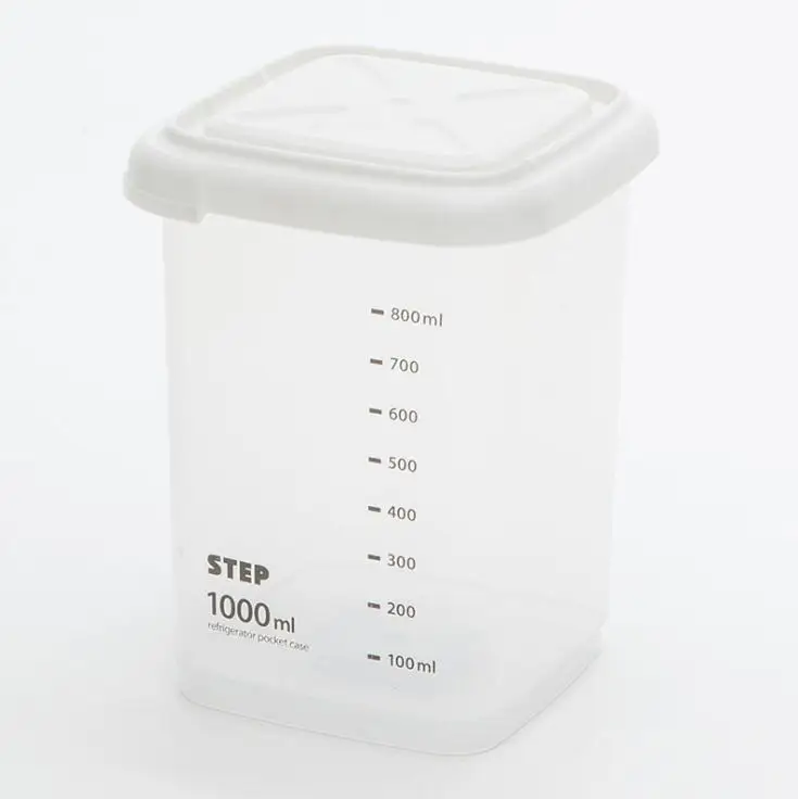 1000ml 1 шт. прозрачная пластиковая коробка уплотнение портативный ящик для хранения с крышкой и измерительная чаша кухонные контейнеры для хранения пищевых зерен - Цвет: 1000ml