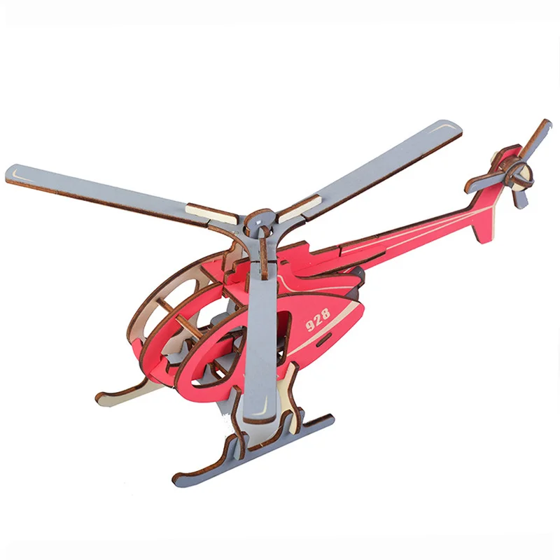 Модель самолета деревянная лазерная резка 3D твердая мозаика для детей ручной