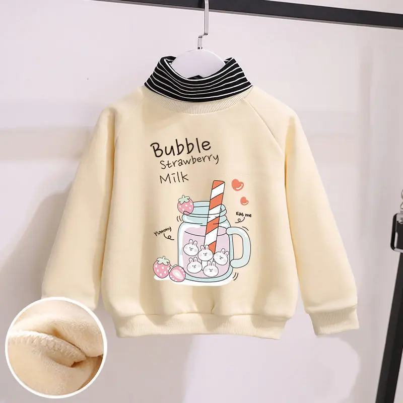 Su&eacute;ter de terciopelo para ni&ntilde;as, versi&oacute;n coreana de la marea, nueva ropa de oto&ntilde;o e invierno, chaqueta gruesa y c&aacute;lida, ropa para ni&ntilde;os, cuello alto-0