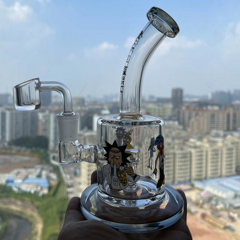

7 inch High Quality Hookah Mouth Glass Integrated Design Bowl Tube Welded Together Transparent Shisha Tool Manual Welding Gray