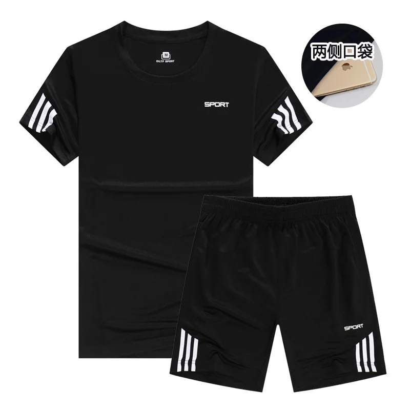 

Top Oversized T-Shirt 2020 New Summer Sportswear Suit Men's Short Sleeve Shorts Morning Running Fitness Training Running Suit