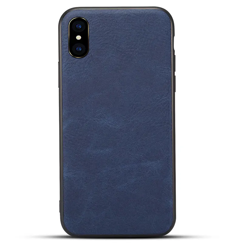 Роскошный кожаный мягкий чехол из искусственной кожи для iphone 7, 8, 6, 6s Plus, X, полный Чехол для iphone XS, XR, XS MAX, 11 Pro, MAX, противоударный чехол-бампер - Цвет: Navy
