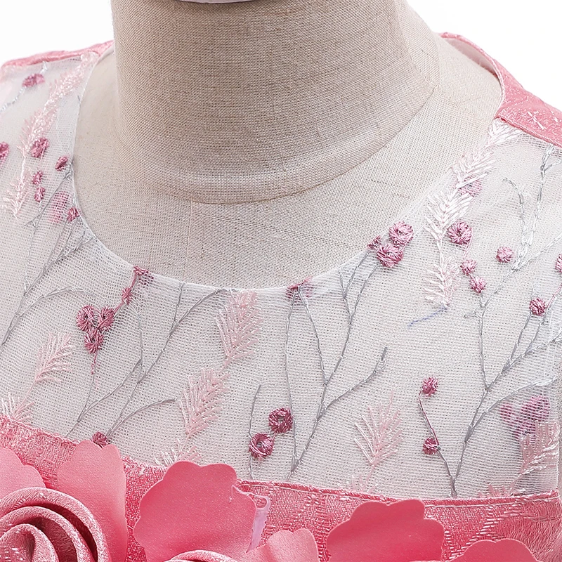 

2020 Summer Sleeves Girls Evening Party Dress Children Elegant Pearl Beading Flower Girls Dress Vestido Comunion