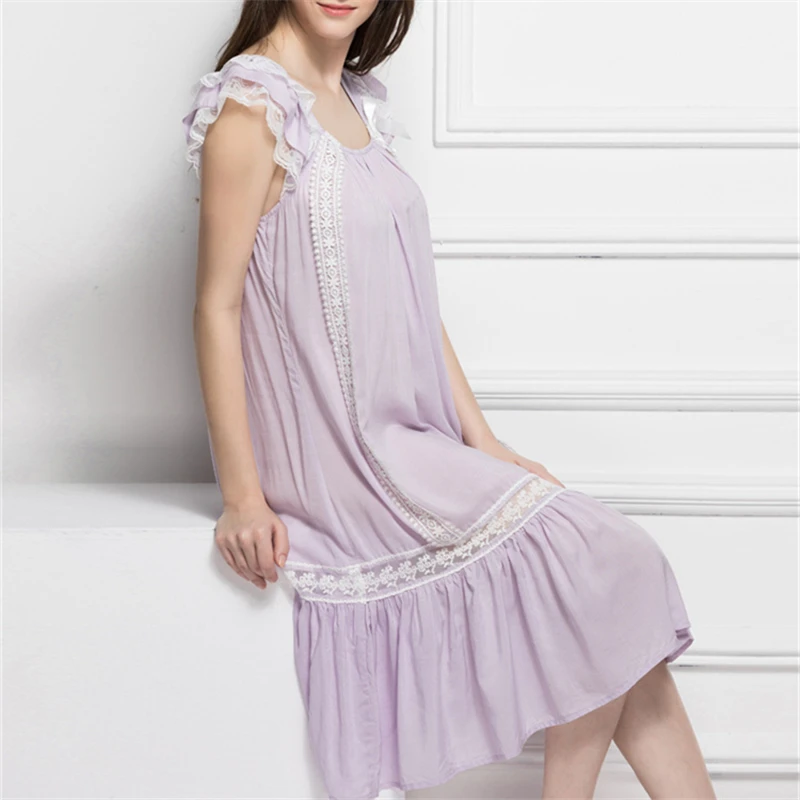 Ночная рубашка Пижама для дома кружевное платье Однотонная ночная сорочка сна и