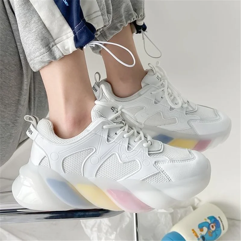 

Fashion Women's Casual Flat Shoes Spring Summer Newest Ins Ladies Platform Sneakers Chunky White Wedges Running Shoes Basket