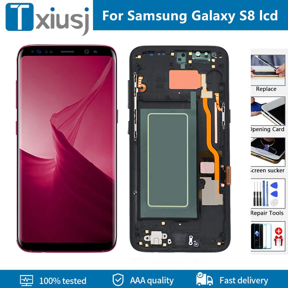 Super Amoled For Samsung Galaxy S8 G950 G950F G955A G950U G955F LCD Touch Screen With Burn Shadow Digitizer Display Replacement