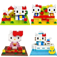 new hello kitty scene series fountain captain hello kitty cartoon model puzzle set children toys giftpokemon series pikachu fir
