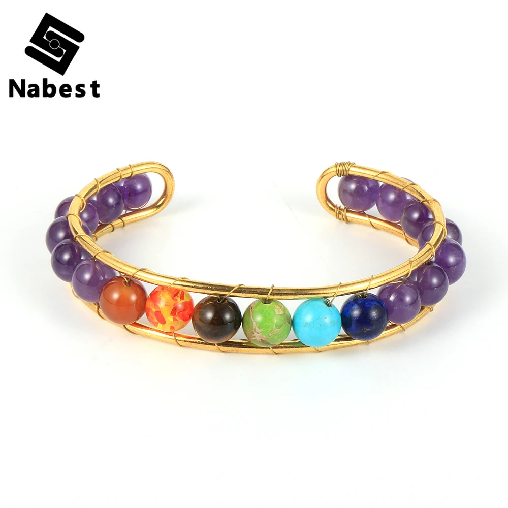 Женский браслет из натурального камня 7 чакр аметисты лазурит исцеление йогой