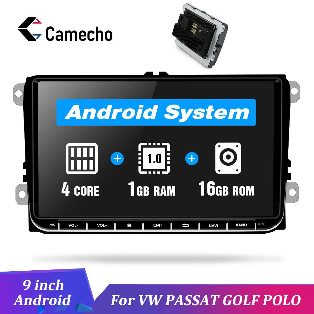 Camecho 2Din gps Android 8,1 Автомагнитола 9 дюймов Авторадио автомобильный мультимедийный плеер для VW SKODA GOLF Golf 6 POLO PASSAT JETTA TIGUAN
