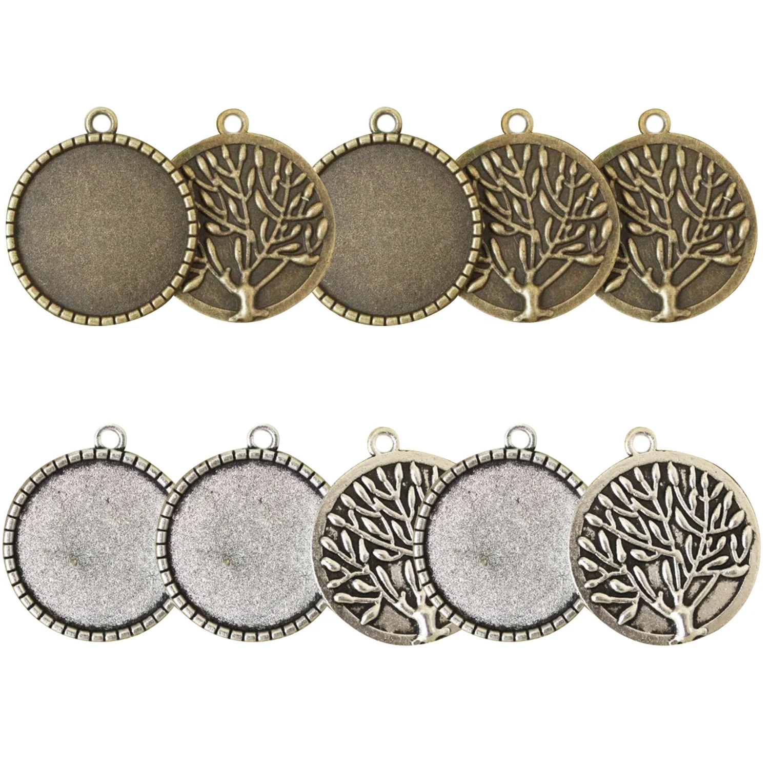 10 шт. Очаровательная основа Подвески Life Tree пустая рамка с круглым 25 мм стеклянным
